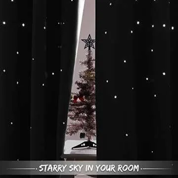 NICETOWN Hollow Star Blackout Curtain - Magic Night Sky Twinkle Star Nap Time Essential Kids Bedroom Window Curtain Drapery for Kids Room/Baby Nursery (Grey, 1 Panel, W52 x L63-inches)