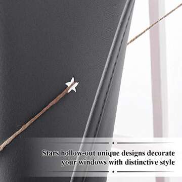 NICETOWN Hollow Star Blackout Curtain - Magic Night Sky Twinkle Star Nap Time Essential Kids Bedroom Window Curtain Drapery for Kids Room/Baby Nursery (Grey, 1 Panel, W52 x L63-inches)