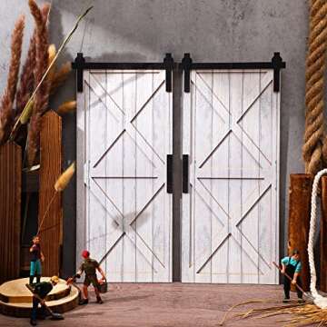 2 Pcs Barn Door Wall Plaque Set Small Rustic Wood Decorative Signs Plaques Hanging Farmhouse Wall Decor Distressed Barn Decor Wooden Barn Door Wall Decor Farmhouse Wall Art for Living Room Home 16''