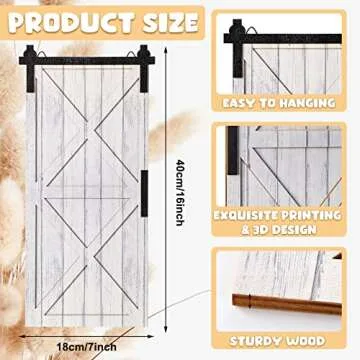 2 Pcs Barn Door Wall Plaque Set Small Rustic Wood Decorative Signs Plaques Hanging Farmhouse Wall Decor Distressed Barn Decor Wooden Barn Door Wall Decor Farmhouse Wall Art for Living Room Home 16''