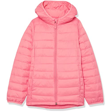 Amazon Essentials Girls and Toddlers' Lightweight Water-Resistant Packable Hooded Puffer Jacket