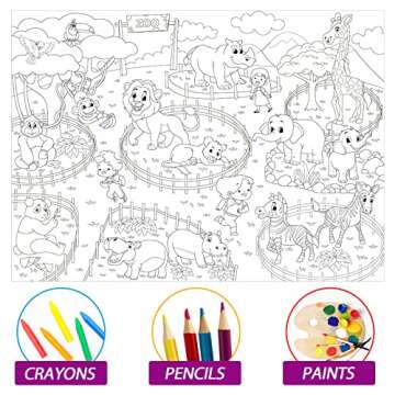 Zoo Animal Giant Coloring Poster for Kids Activities