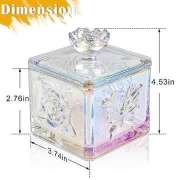 WHJY Cute Glass Candy Jar with Lid, Iridescent Colored Glass Candy Jar for Office Desk,Colorful Candy Dishes for Candy Buffet, Cookie Jar 4.5” Tall