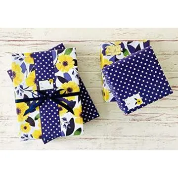 ECOARTTE Yellow Floral Wrapping Paper Set for Eco-Friendly Gifting