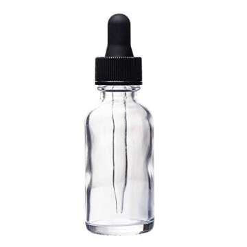 Auropack 30ml (1oz) Clear Boston Round Bottle with Glass Eye Dropper, Pack of 6