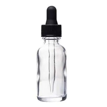 Auropack 30ml (1oz) Clear Boston Round Bottle with Glass Eye Dropper, Pack of 6