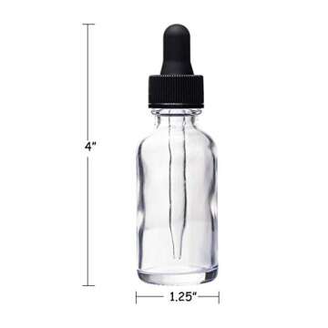 Auropack 30ml (1oz) Clear Boston Round Bottle with Glass Eye Dropper, Pack of 6