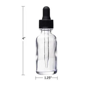Auropack 30ml (1oz) Clear Boston Round Bottle with Glass Eye Dropper, Pack of 6