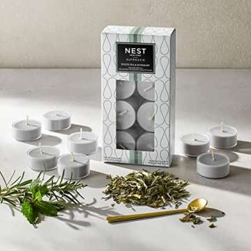 NEST New York White Tea & Rosemary Alfresco Scented Tealight Candle Refill Set, 16 Ct
