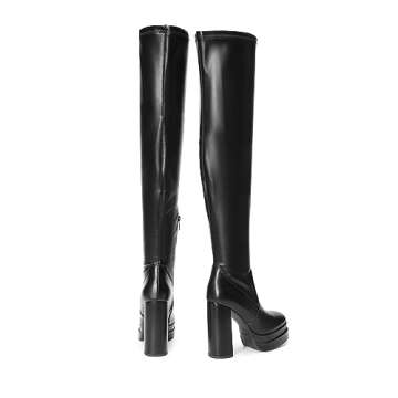 DREAM PAIRS Women's Platform Over The Knee Thigh High Boots Chunky High Heels Square Toe Long Fall Y2K Gogo Boots,Size 8,Black,SDOB2305W