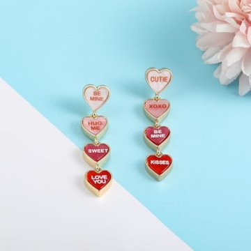 Madison Tyler Heart Pink Dangle Earrings for Women