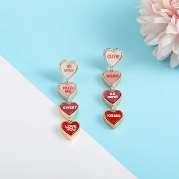 Madison Tyler Heart Pink Dangle Earrings for Women