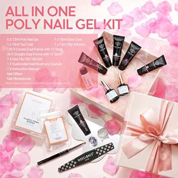 MODELONES Poly Nail Gel Kit Enhancement Builder Temperature Color Changing Acrylic Extension with Slip Solution Trial Professional Technician