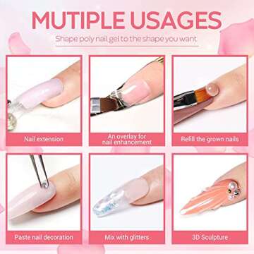 MODELONES Poly Nail Gel Kit Enhancement Builder Temperature Color Changing Acrylic Extension with Slip Solution Trial Professional Technician