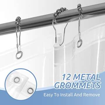 downluxe Waterproof Clear Shower Curtain Liner - PEVA Heavy Duty Plastic Shower Liner with 3 Magnets...