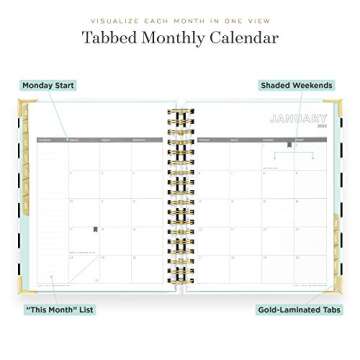 Day Designer 2021-2022 Academic Year Deluxe Weekly Planner, Life and Goal Planner, Black Stripe Hardcovers, Spiral Bound, 9" x 9.75" Overall