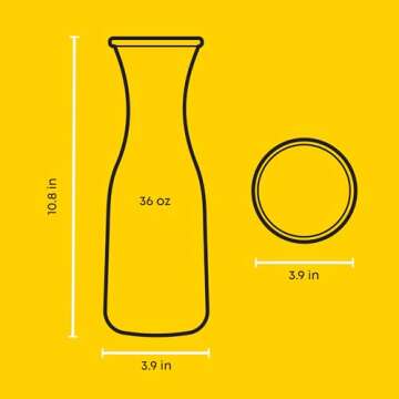 JoyJolt Glass Carafe with Lid, Set of 4 – 1 Liter Glass Pitcher for Mimosa Bar, Water, Iced Tea, J...