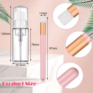 Travel Foam Pump Bottles and Lash Brushes Set - 30 Pieces