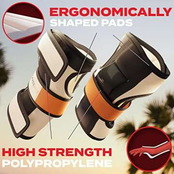 SKATEWIZ Adult Knee elbow Pads Roller Skate Pads Adult Women [6pc] SHIELD Size ML in Orange - Elbow ...