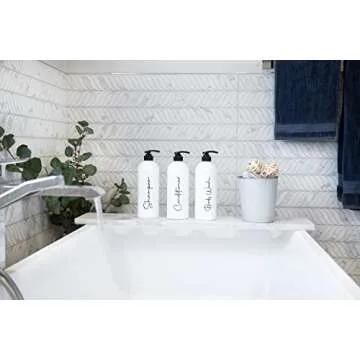 Alora 16oz Refillable Shampoo and Conditioner Dispenser Bottles - Set of 3 - Pump Bottle Dispenser for Shampoo, Conditioner, Body Wash - Empty Plastic Refillable Containers for Shower, Matte White