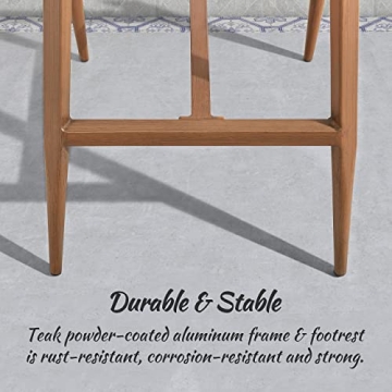 PURPLE LEAF Counter Height Bar Stools Set of 4 Rattan Chair Boho Wicker Metal Counter Stools with Back and Footrest Patio Seating Modern Garden Pool Outdoor Barstools