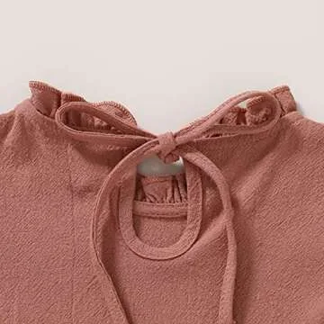 Toddler Kids Baby Girl Dress Lantern Long Sleeve Solid Color Casual Dresses Girls Fall Winter Outfit Clothes (12-18 Months, Deep Pink)