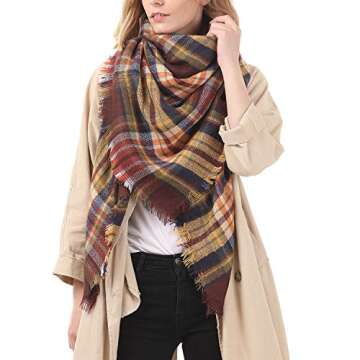 Buy Zando Plaid Blanket Thick Winter Scarf for Women