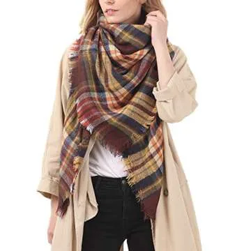 Buy Zando Plaid Blanket Thick Winter Scarf for Women