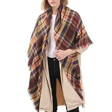 Buy Zando Plaid Blanket Thick Winter Scarf for Women