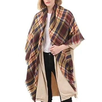 Buy Zando Plaid Blanket Thick Winter Scarf for Women