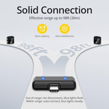 WNH Wireless Lavalier Microphone for iPhone, Android, Lapel Mini Microphone with 2 Pickups, 70Hrs Battery, Noise Cancellation, Magnetic Clip iPhone Microphone for Video Recording Podcast Vlogging