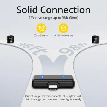 WNH Wireless Lavalier Microphone for iPhone, Android, Lapel Mini Microphone with 2 Pickups, 70Hrs Battery, Noise Cancellation, Magnetic Clip iPhone Microphone for Video Recording Podcast Vlogging