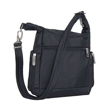 Travelon Anti-Theft Messenger Bag (BLACK W/FLORAL LINING)