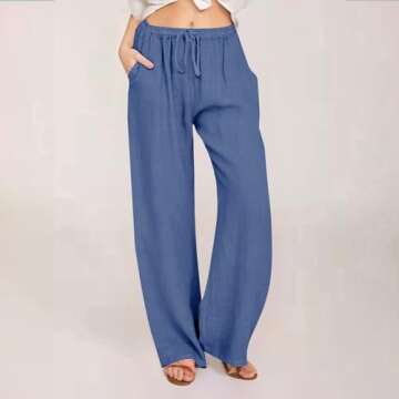 Wide Leg Linen Pants Woman, Gauze Pants for Women Casual Summer, Womens Linen Pants 2025 Summer Wide...