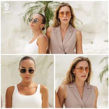 SOJOS Retro Square Sunglasses for Women Men Trendy Sun Glasses Classic Shades UV400 Protection SJ123...