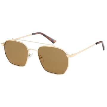 SOJOS Retro Square Sunglasses for Women Men Trendy Sun Glasses Classic Shades UV400 Protection SJ1230 with Gold/Brown Lens