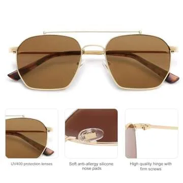 SOJOS Retro Square Sunglasses for Women Men Trendy Sun Glasses Classic Shades UV400 Protection SJ1230 with Gold/Brown Lens