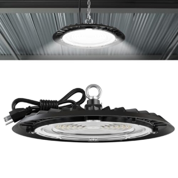Sunco UFO LED High Bay Light, Plug & Play Lighting for Warehouse, 5000K Daylight, 150W, Power Cord I...