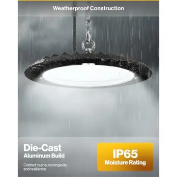 Sunco UFO LED High Bay Light, Plug & Play Lighting for Warehouse, 5000K Daylight, 150W, Power Cord Included, 19500 LM, 120VAC, IP65 Waterproof Shatterproof Fixture - UL Listed