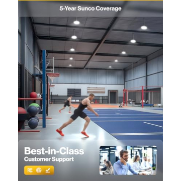 Sunco UFO LED High Bay Light, Plug & Play Lighting for Warehouse, 5000K Daylight, 150W, Power Cord Included, 19500 LM, 120VAC, IP65 Waterproof Shatterproof Fixture - UL Listed