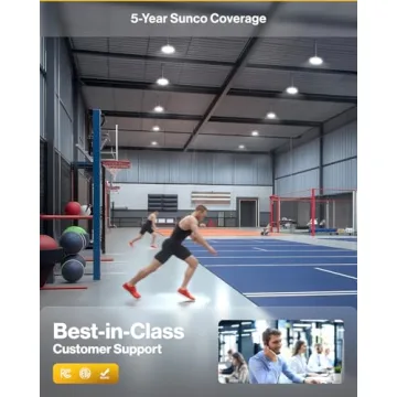 Sunco UFO LED High Bay Light, Plug & Play Lighting for Warehouse, 5000K Daylight, 150W, Power Cord Included, 19500 LM, 120VAC, IP65 Waterproof Shatterproof Fixture - UL Listed