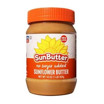 SunButter Sunflower Butter No Sugar Added Alternative to Peanut Butter, 16 oz plastic jars, Pack of 6