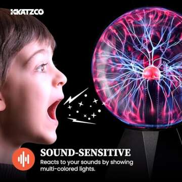 Katzco Plasma Ball Lamp - Touch & Sound Sensitive Globe