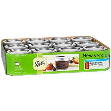 Ball 4-Ounce Quilted Crystal Jelly Regular Mouth Jars with Lids and Bands, Set of 12(New version)