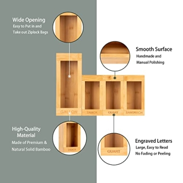 Bamboo Food Storage Bag Organizer for Kitchen Drawer