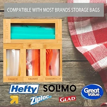 Bamboo Food Storage Bag Organizer for Kitchen Drawer
