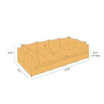 VANOMi Modular Sectional Sofa, 8 Seater Sleeper Sectional Sofa Modular Sectional Couch for Living Ro...