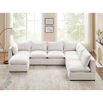 VANOMi Modular Sectional Sofa, 8 Seater Sleeper Sectional Sofa Modular Sectional Couch for Living Room, Sofa Bed-L