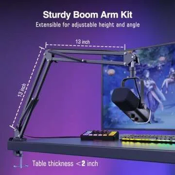 FIFINE XLR/USB Gaming Microphone Set and Gaming Audio Mixer,Dynamic PC Mic for Streaming Podcasting,RGB Recording Mixer with XLR Microphone Interface,Computer RGB Mic Kit with Boom Arm Stand(AM8T+SC3)