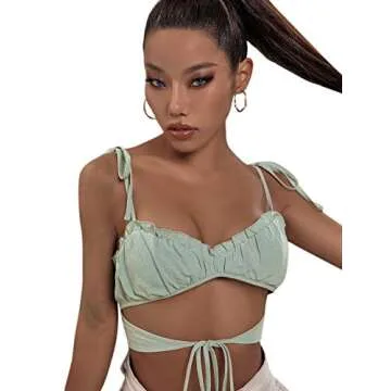 Stylish Floerns Crop Cami Top for Women in Mint Green